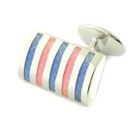 Sterling Striped Barrel Cufflinks