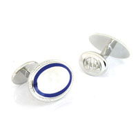 Blue Oval Engraved Cufflinks