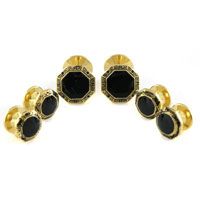Black Enamel Gold Stud Set