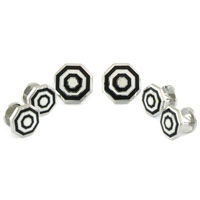 Sterling Hexagonal Bullseye Stud Set