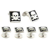 Sterling Skull & Crossbones Stud Set
