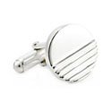 Round Ribbed Sterling Silver Cufflinks