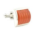 Orange Ribbed Fiber Optic Cufflinks