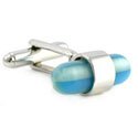 Light Blue Cylinder Fiber Optic Cufflinks