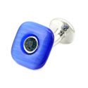 Blue Crystal & Fiber Optic Cufflinks