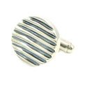 Blue Ribbed Sterling Silver Cufflinks