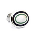 Two Band Oval Green Cufflinks