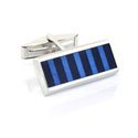 Sterling Railroad Blue Cuff Links