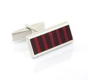 Sterling Railroad Burgundy�Cuff Links