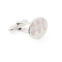 Sterling Pink & White Enamel Checks Cufflink