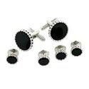 Beaded Edge Onyx Stud Set
