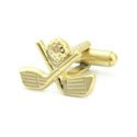 Gold Finish Golf Clubs and Ball Cufflinks