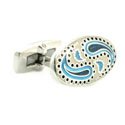 Light Blue Paisley Sterling Cufflinks