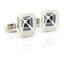 Asymmetric Pyramid Silver Cufflinks