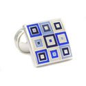 Blue Art Deco Square Cufflinks