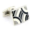 Black Silver Ripple Cufflinks