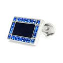 Blue Crystal and Enamel Cufflinks