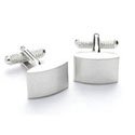 Curved Silver Engraved Cuff Links