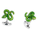 Sterling Green Snake Cufflinks