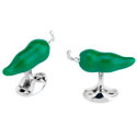 Sterling Green Chili Pepper Cufflinks