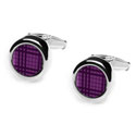 Round Purple Tartan Cufflinks