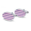 Pink Oval Herringbone Cufflinks