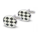White Oval Diamond Cufflinks