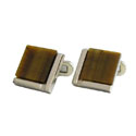 Sterling Tiger Eye Cuff Links