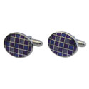 Purple Checkered Oval Cuff Links