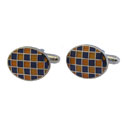 Navy Blue & Orange Checkered Cuff Links