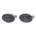 Blue Tartan Oval Cuff Links