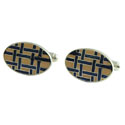 Navy Blue & Peach Tartan Cuff Links