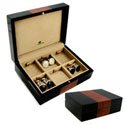 Burl & Piano Black 6-pair Cufflink Box