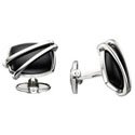 Silver-ringed Onyx Cuff links