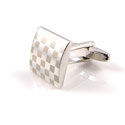 Silver Checkered Cuff links