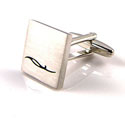 Silver with Black Engravable Cuff links