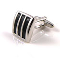 Black and Silver Stripped Cufflinks