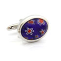 Blue Flower Glass Cufflinks
