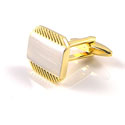 Gold Ribbed Engraved Cuff links
