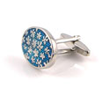 Light Blue Oval Flower Cufflinks
