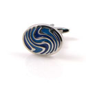 Blue and Silver Swirl Cuff links