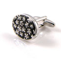 Black Oval Flower Cufflinks