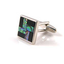 Onyx and Abalone Mosaic Cufflinks