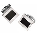 Sterling Onyx Etched Square Cufflinks