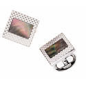 Sterling Mother of Pearl Etched Square Cufflinks