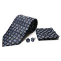 Black Circle Tie and Cufflinks Set