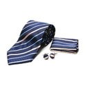 Blue Striped Tie and Cufflinks Set