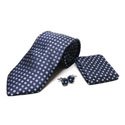 Blue Square Tie and Cufflinks Set