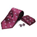 Maroon Tie and Cufflinks Set