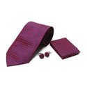 Maroon Square Tie and Cufflinks Set
